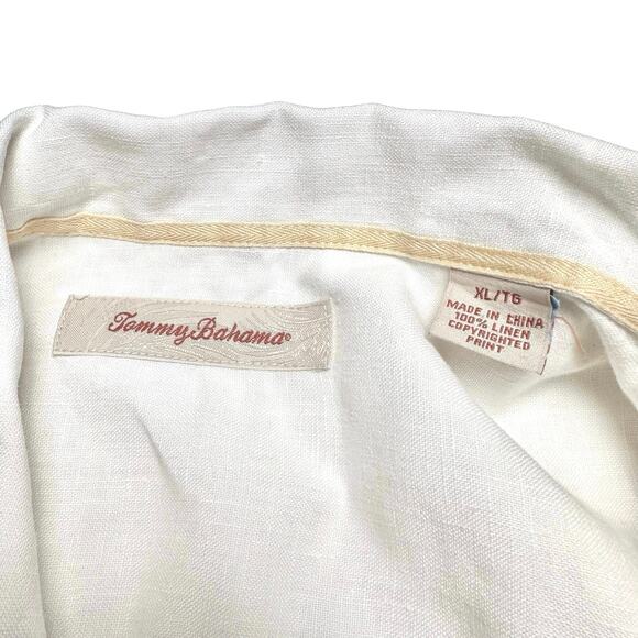 Tommy Bahama | Men | 100% Linen Floral Bird Paradise Button Up Camp Shirt | XL - Picture 6 of 9
